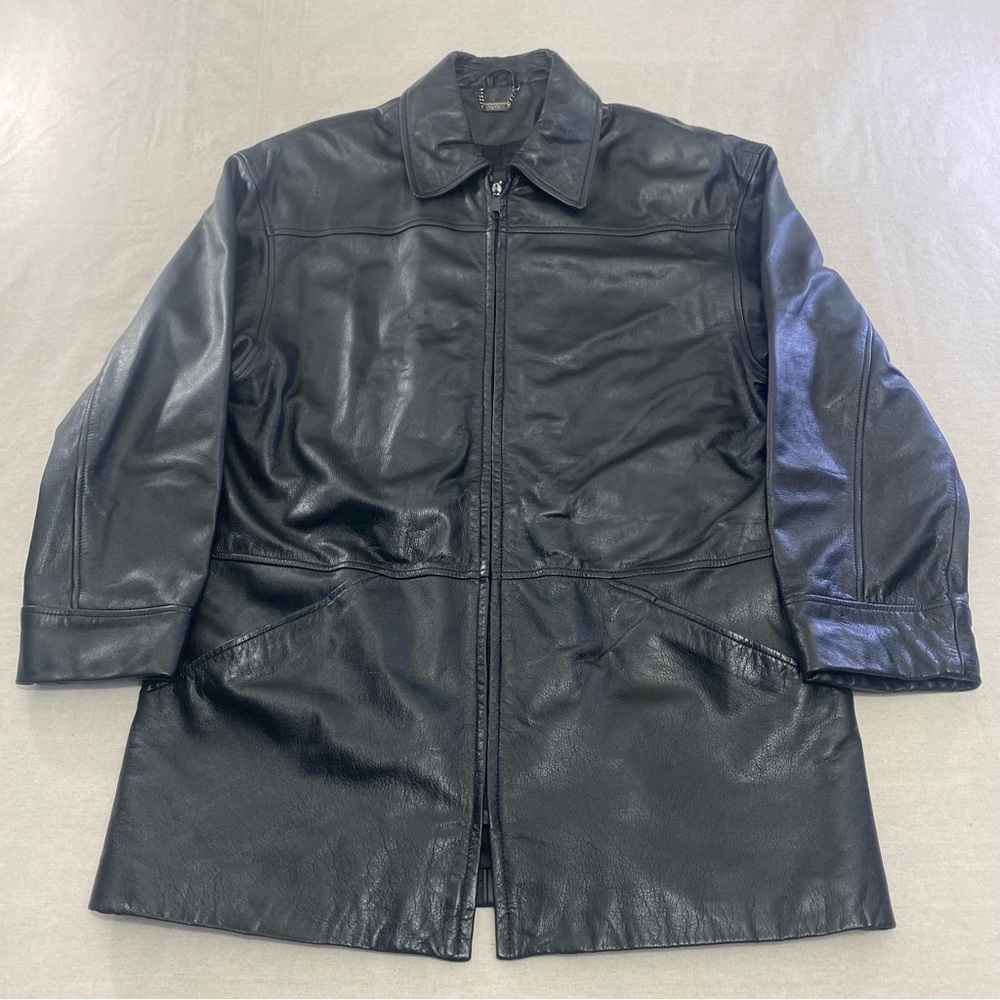 Danier Canada Black Genuine Leather Jacket Womens Sz S Zip Up Trench Coat
